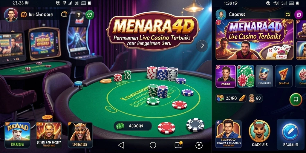 Tangkapan layar MENARA4D menampilkan dealer cantik dan gameplay seru Live Casino.