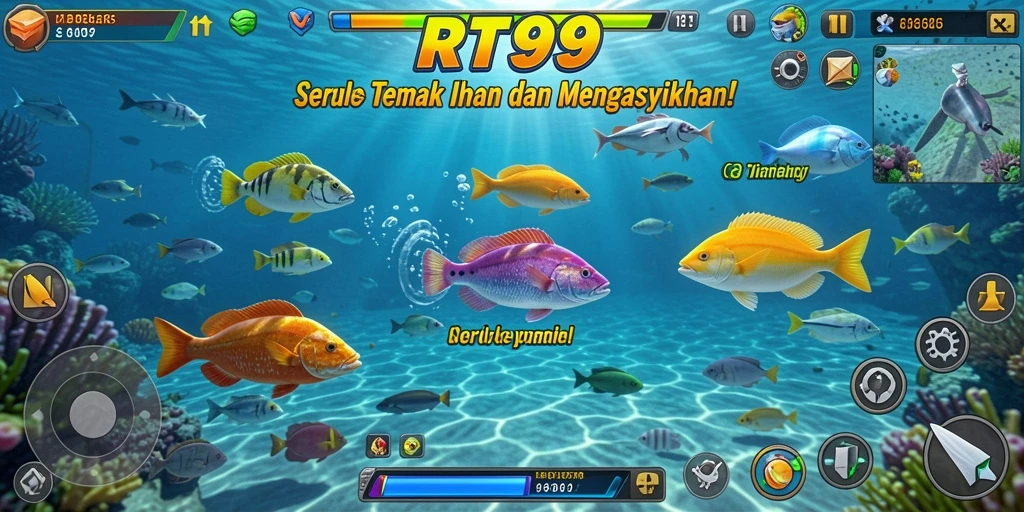 Tampilan gameplay RT99 yang mengasyikkan saat menembak ikan.